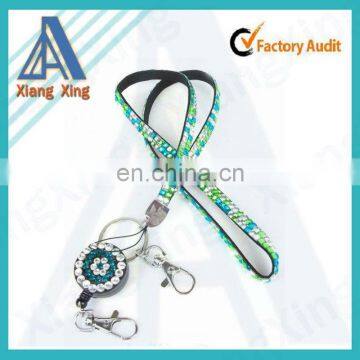 Fashion bling bling rhinstone studded retractable rhinestone lanyard