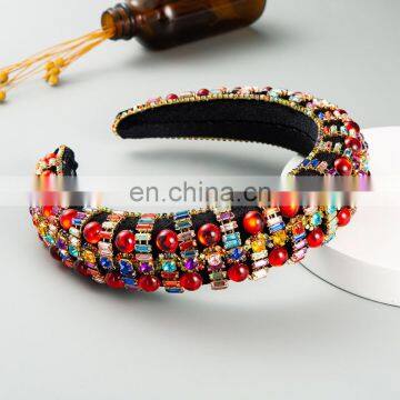 Delicate Full Crystal Designer Headband for Woman Luxurious Hand Made Thick Sponge Hair Hoop Bridal Wedding Headpieces