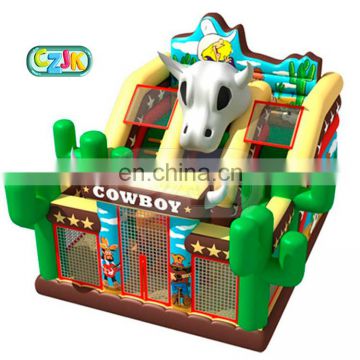 hot sale fun cow boy trampoline giant one slide bouncer