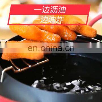 cheap both side non stick coating fryer deep frying pan with drain oil shelf quick frying pans mini multifunction skillet