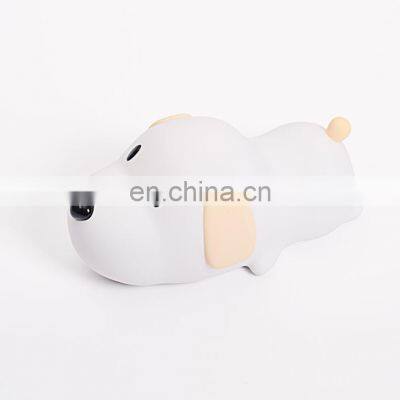 Sensor Touch Muti-colors Changing Rechargeable Kids'Silicone Puppy Beside Night Light Lamp photo-3