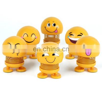 Funny Spring Shaking Head Car Doll Expression Toy Dashboard Bobbleheads for Car Home and Office Shaking Head Figure Decoration