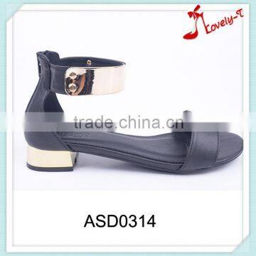 Fancy design new model woman low heel ankle sandals 2016 with back zipper