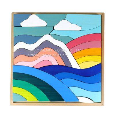 Preschool Colorful Learning Educational Toys - Geometry Wooden Blocks for Boys & Girls photo-2