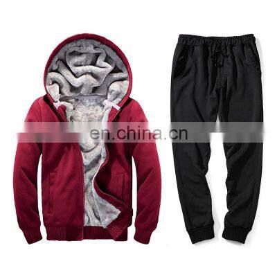 Wholesale mens autumn and winter men's hooded plus velvet padded cardigan sweater long large size sports suit men custom hoodies