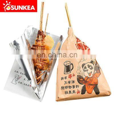 Customizable printing logo fried skewers aluminum foil kraft paper bag