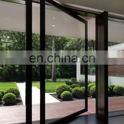 Modern Design Big Metal Entrance Door Glass Wrought Iron Entry Pivot Door photo-2