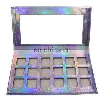 Private Label Makeup Pressed Powder Pan 18 Colors Eyeshadow Palette Holographic Make Up Pigmented Empty Square