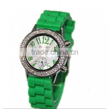 China supplier Slicone Sports watch Geneva Casual Silicone with Bling bling Diamond japan movement quartz watches For Women