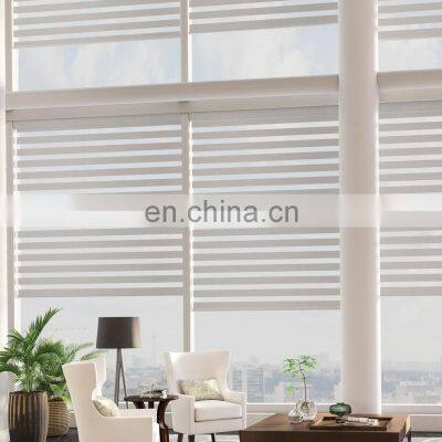Zwave/ Tuya Battery Remote Control Roll Up Double Layers Duo Shades Zebra Blinds Wifi Motorised Roller Shade photo-2
