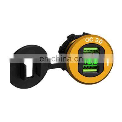 Car Charger Metal Modified Car USB Dual Port QC3.0 Fast Charge Mobile Phone Smart Charger With Voltage