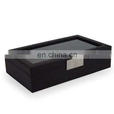 30 Slots Personalized Black Pu Leather Lining Carbon Fiber Watch Box For Wooden photo-5
