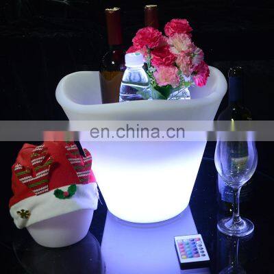 Portable Party Use Led Rechargeable Cooler Glowing PE material plastic waterproof color changing light up ice bucket