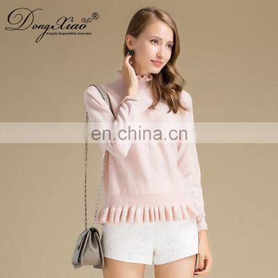 Custom Ruffled Collar Sweaters 100 % Cashmere Knitted Sweater Women