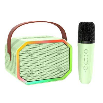 Trending Bluetooth Karaoke Speaker with Dual Microphone Mini Karaoke Machine for Children Amplifier and Tweeter