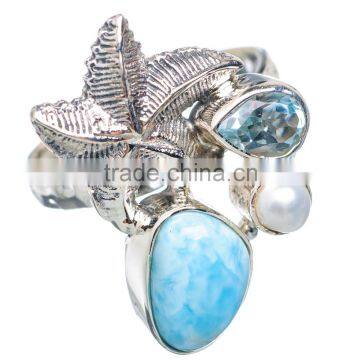 Rare Larimar 925 Sterling Silver Ring Ring,925 sterling silver jewelry wholesale,JEWELRY EXPORTER