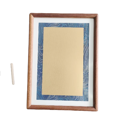 A4 29.7*21 cm Golden Color Rice Paper High Quality Entandrophragma Cylindricum Wooden Frame photo-2