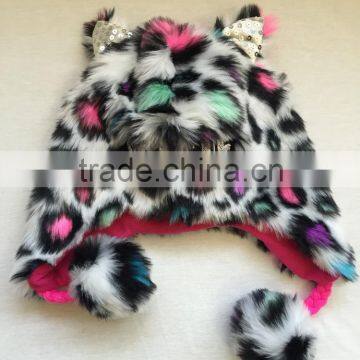 customized kids faux fur winter hats