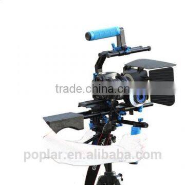 Poplar Dslr Rig Kit Support Mount Rig+Hand Grip+Follow Focus+Matte Box+C Shape Support Cage+Top Handle For DV HDV HD Camcorder D photo-2