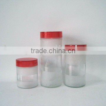 glass canister with plastic lid