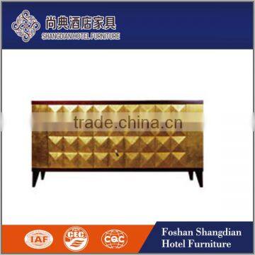 Hotel furniture contemporary wood golden color wall cabinet