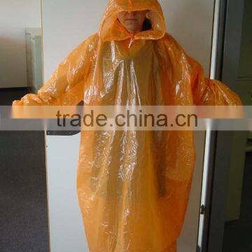 Emergency PE Promotional Disposable Orange Raincoat