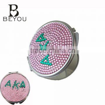 pink and green custom Greek AKA sorority LOGO bling compact mirror                        
                                                Quality Choice