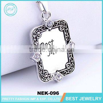 Wholesale Square Zinc Alloy Rhinestone Dog Tag Necklace for Mother's Day