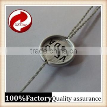 GZtime/Garment string lock ,silver Metal seal tag for garment(13mm) ,Aluminium/seals plastic