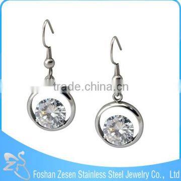 ZS17102 surgical steel fashion zircon earring , wholesale hook earring