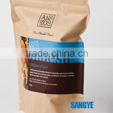 wholesale custom resealable food grade paper lined plastic kraft paper bag