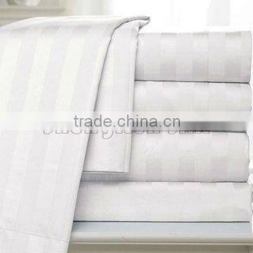 2014 300TC White Stripe Cotton Fitted Sheet-King Size