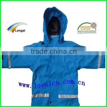 waterproof raincoat good quality blue jacket pu for boys