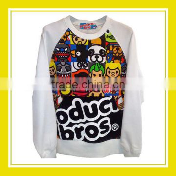 2016 Fashion Products Bros Characters Grid Pattern Unisex Printed Long Sleeve White Sweater