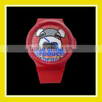 2016 Hot Sell Products Bros Baby Schnauzer Unisex Waterproof PVC Band Rubber Wrist Red Watch