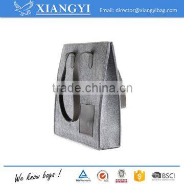 Customized Large Capacity Felt Shopping Handbag Tote Shopping Shoulder Bag With PU Leather Cell Phone Pouch Supplier's Choice photo-3