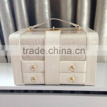 small luxury leather case with two drawers custom jewelry box