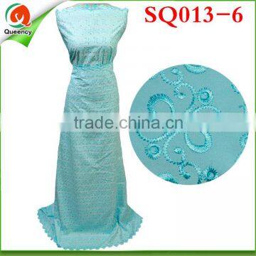 SQ013-6B Aqua 100% Cotton Lace Fabric / Swiss Voile Lace 2016 Hot