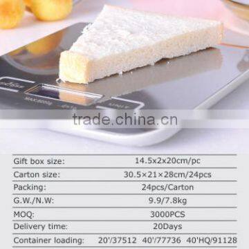 Digital Kitchen Scale 5kg 235g LCD ABS plastic part HS code 84231000