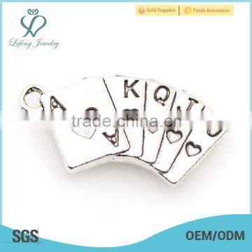 New arrival silver card charms,silver heart charm jewelry in high quality