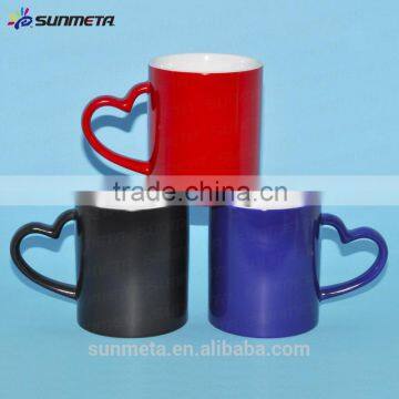Sunmeta Whole Sale 11oz Blank Sublimation Color Changing Mug Heart Handle photo-3