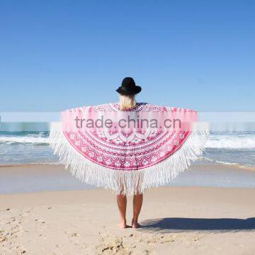 pink ombre hippie tapestry round mandala beach throw roundie yoga mat cotton table cover dorm decor wall hanging