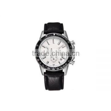 Chronograph SS Genuine Leather Sport Men Watch photo-2