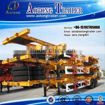 Tri-axle Q345 FUWA axles Skeleton Trailer / 20feet 40ft Container Chassis / Container Transport Semi Trailer For Sale