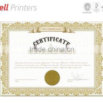 Customised Certificate printing with gold stamping from India