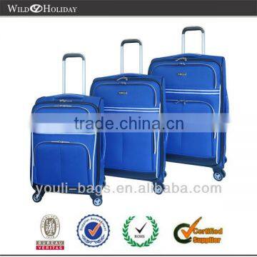 2014 Hot sale polyester double wheel polo world luggage set