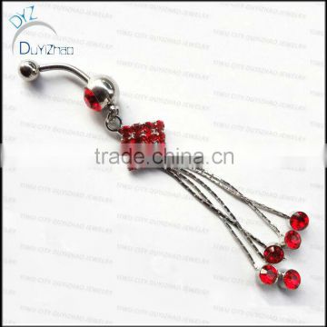 2013 new products beautiful navel piercing fake navel dangle ring