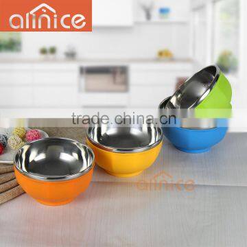 Wholesale korea style colorful stainless steel rice bowl/round shape soup bowl