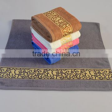 Factory fashionable border jacquard 100% cotton bath Towel