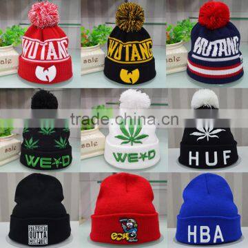 New 100% Acrylic Unisex Winter Warm Hip hop Coustom Logo Knitted Beanie Hat Gorro